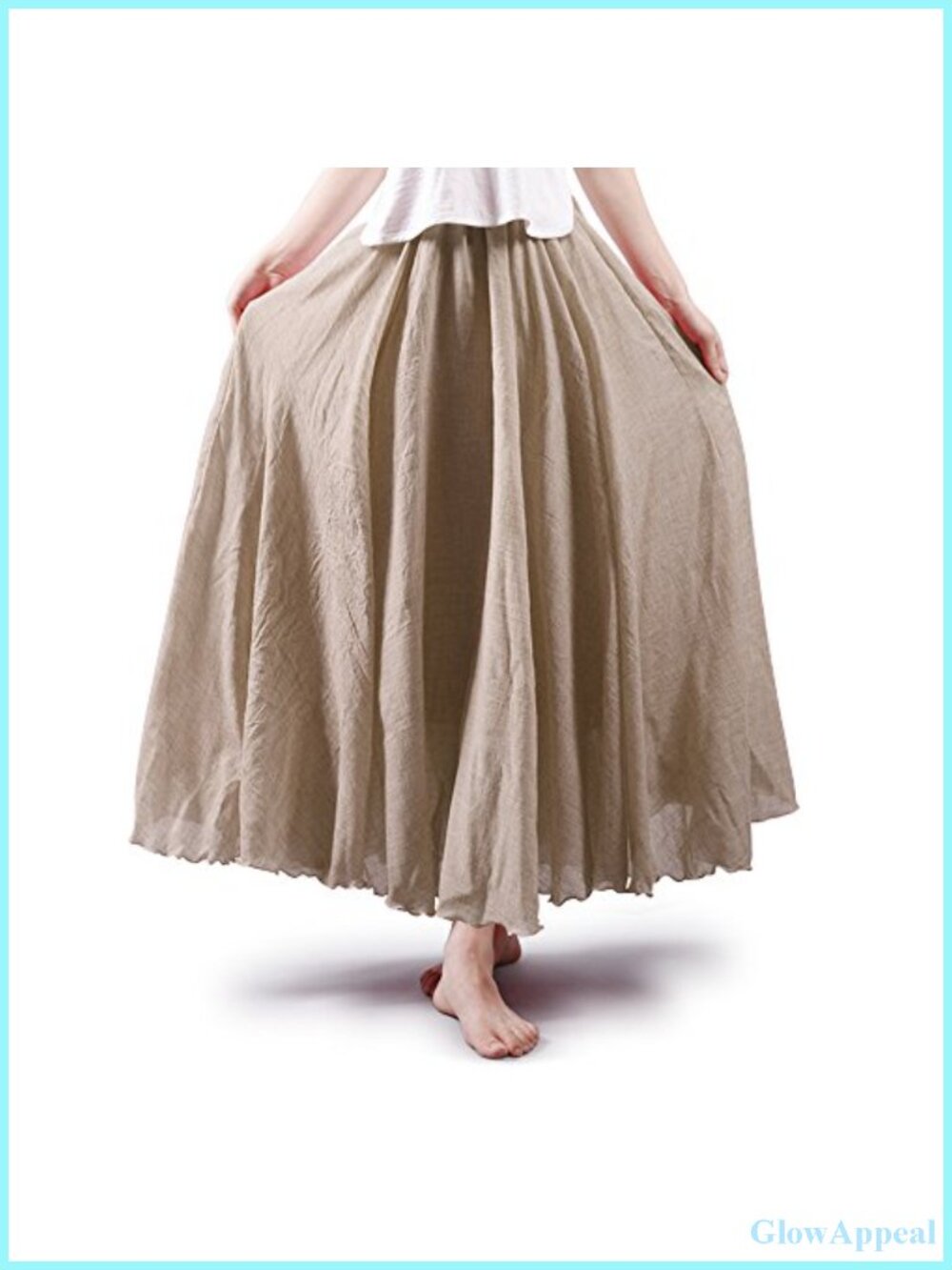 Boho Flowy A-Line Maxi Skirt with Elastic Waistband